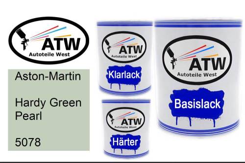 Aston-Martin, Hardy Green Pearl, 5078: 1L Lackdose + 1L Klarlack + 500ml Härter - Set, von ATW Autoteile West.